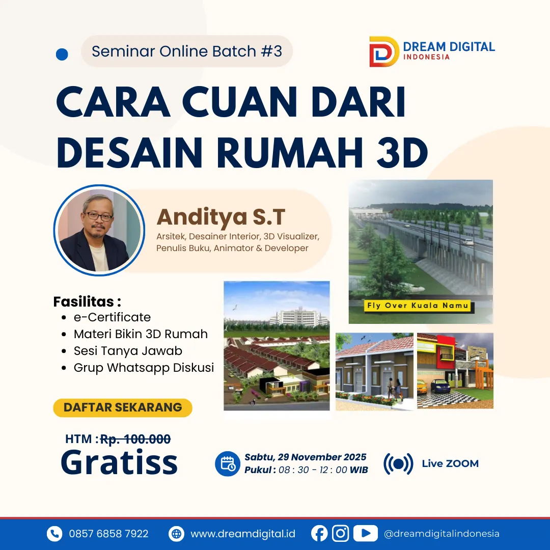 Seminar Online Cara Cuan dari Desain Rumah 3D BATCH #3