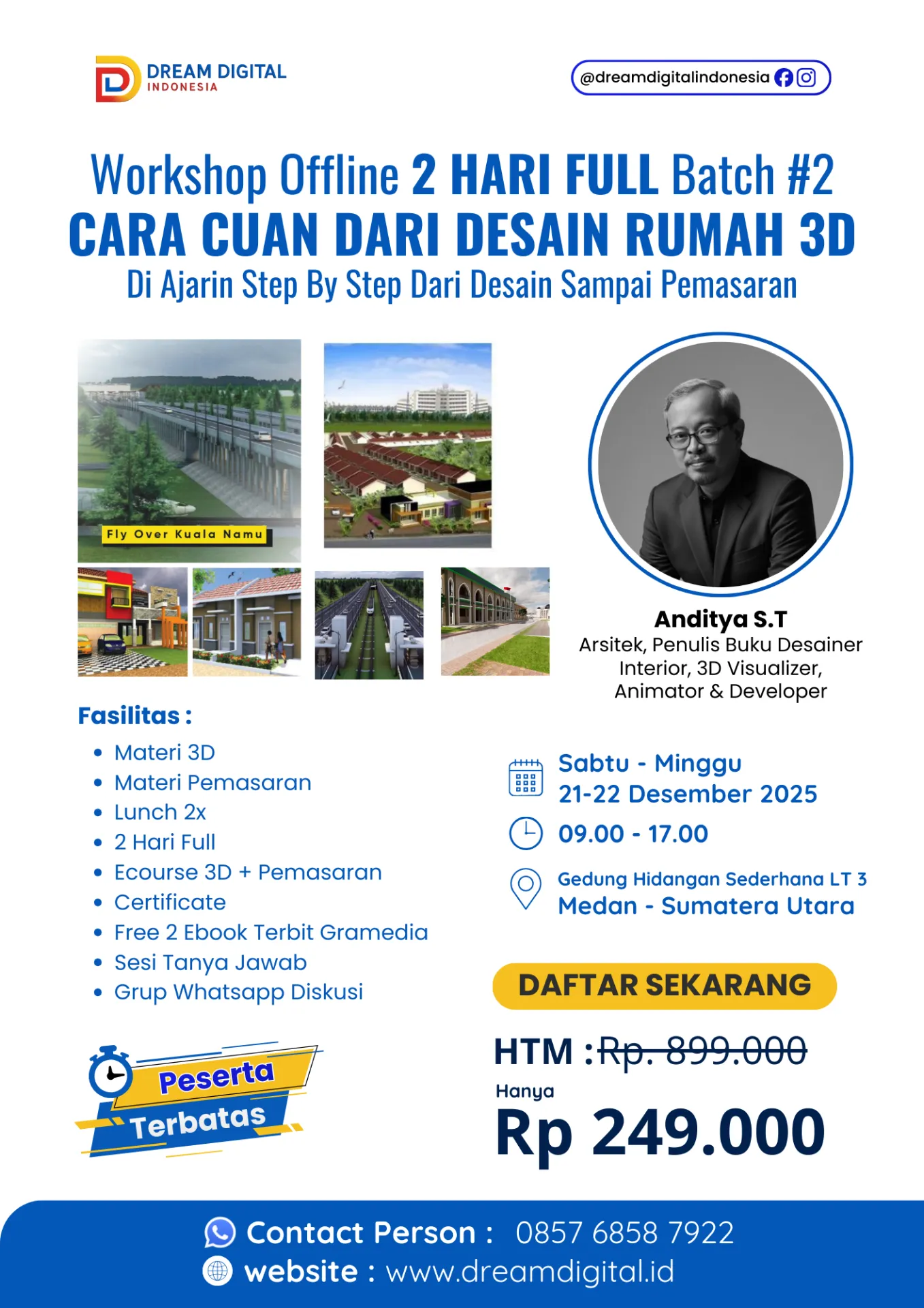 Workshop Offline 2 HARI FULL Batch #2 Cara Cuan dari Desain Rumah 3D