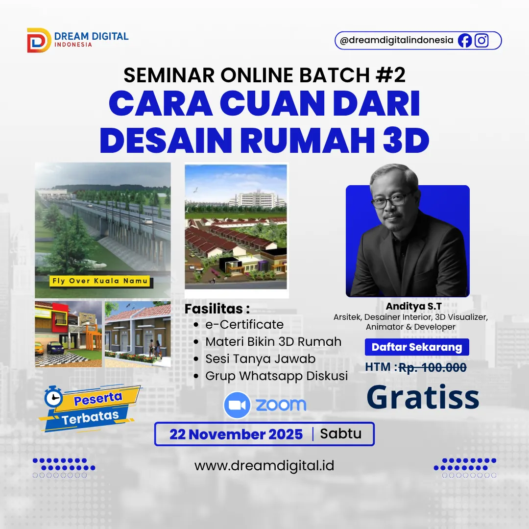 Seminar Online Cara Cuan dari Desain Rumah 3D BATCH #2