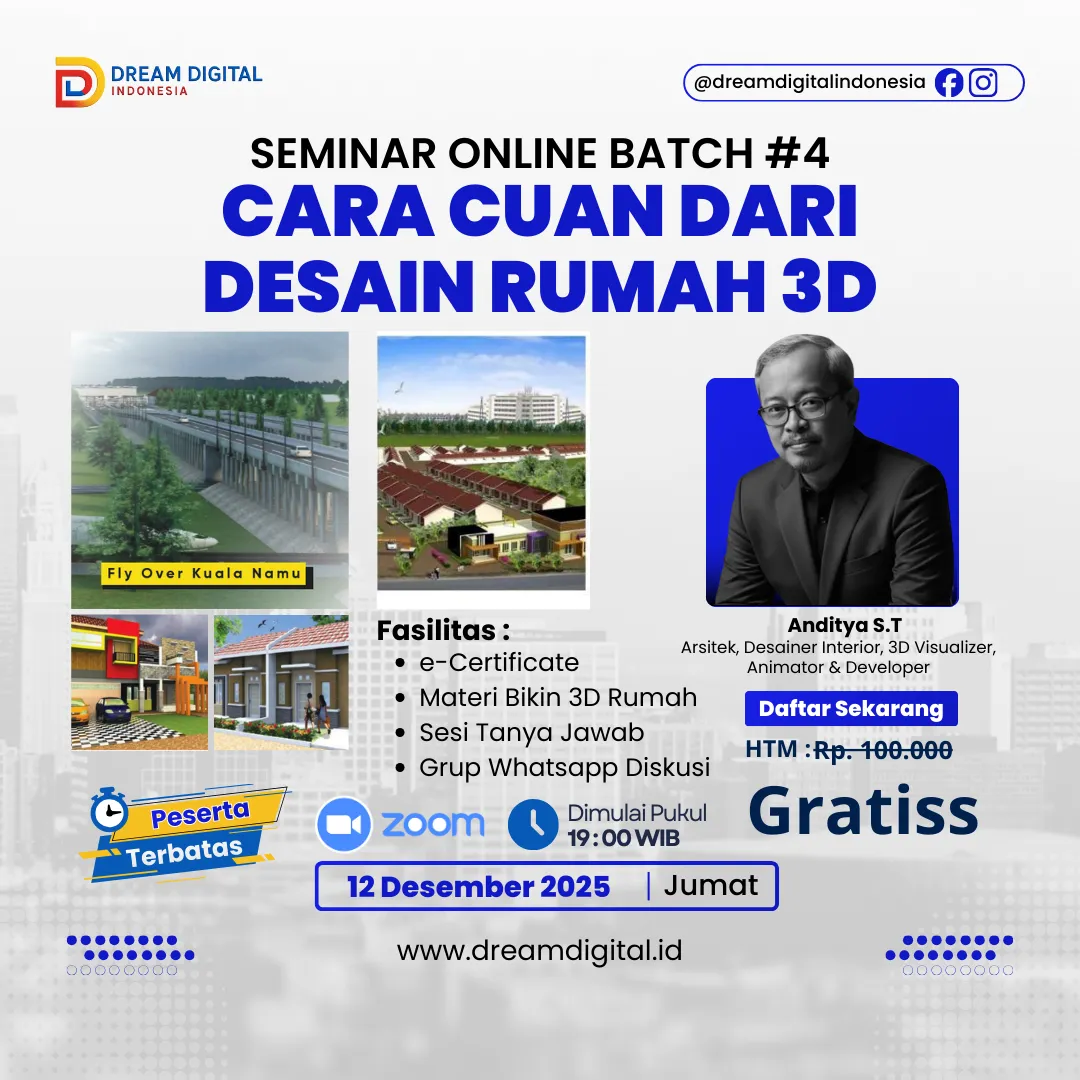 Seminar Online Cara Cuan dari Desain Rumah 3D BATCH #4